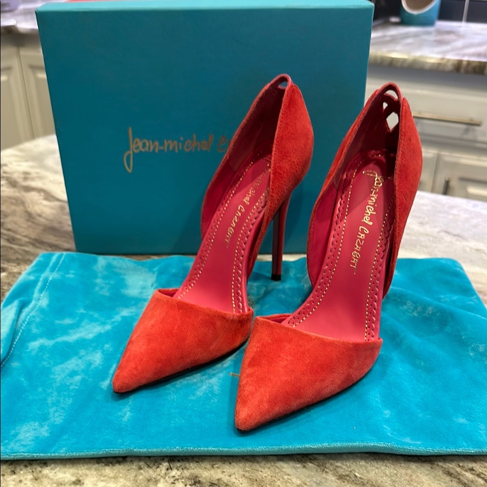 Jean-Michel Cazabat "Ella" D'Orsay Pumps - Coral - size 38 (7 1/2) - NIB - Picture 2 of 9